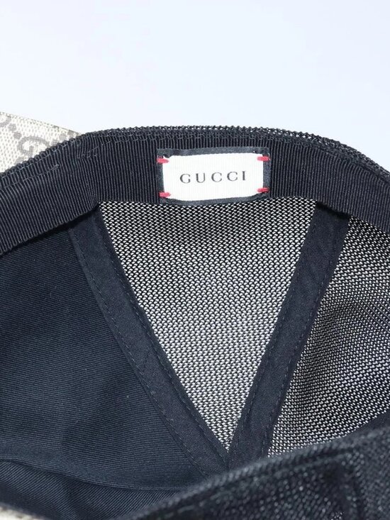 GUCCI GG Supreme Web Sherry Line Cap PVC L Beige Red Green 426887 Auth 171533 main image 6